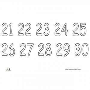 Number Colouring Sheet 21-30