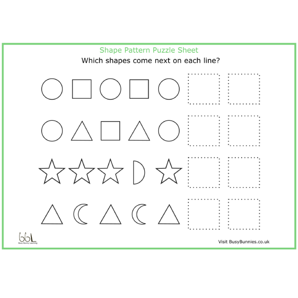 Basic Shape Pattern Puzzle Sheet 2 PDF
