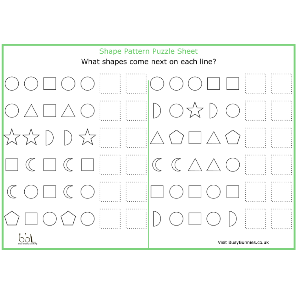Basic Shapes Pattern Puzzle Sheet
