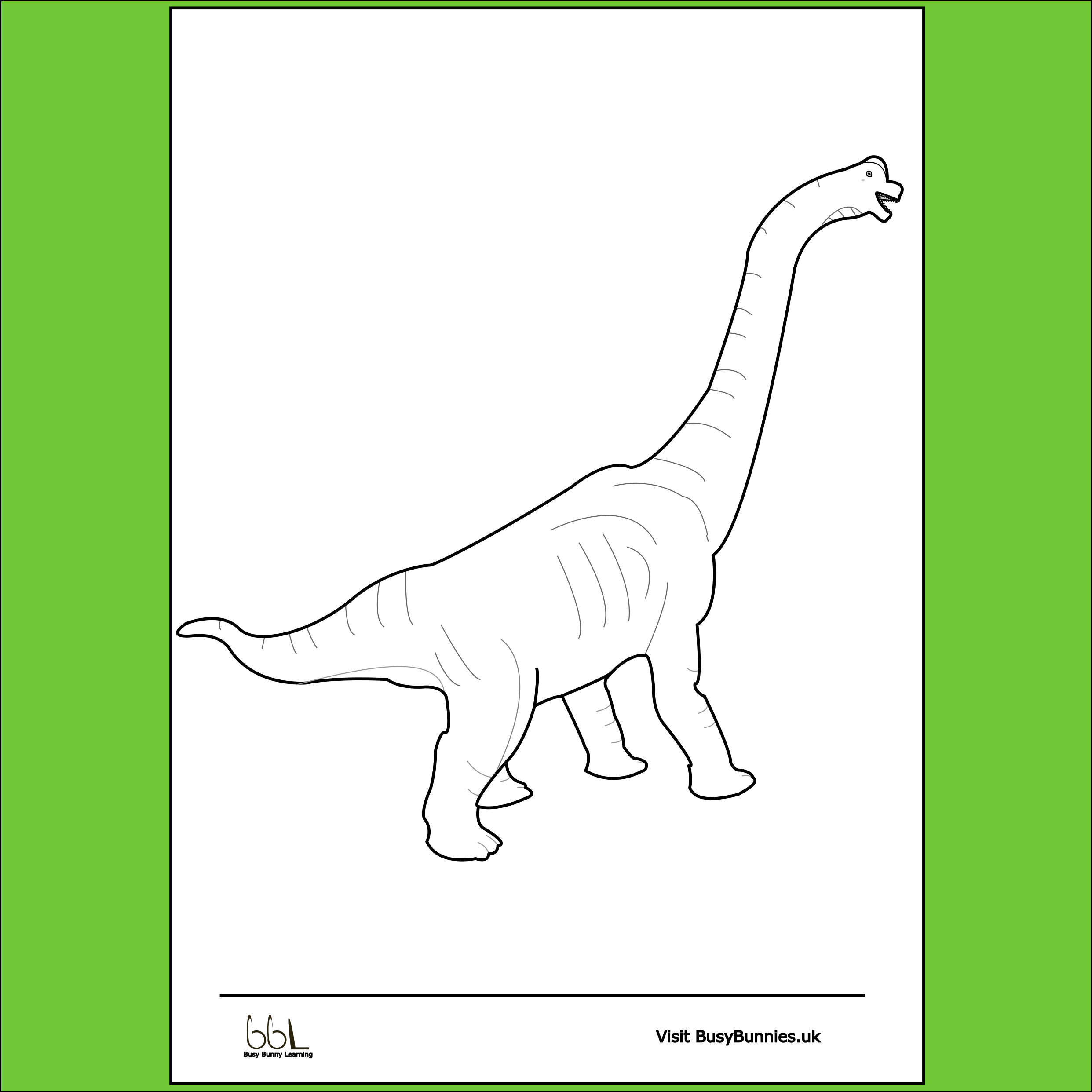 Brachiosaurus black and white colouring sheet PNG